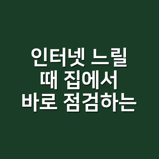 인터넷 느릴 때 집에서 바로 점검하는 방법 - 요약