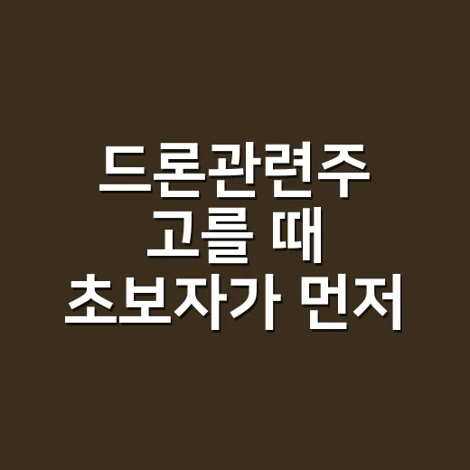 드론관련주 고를 때 초보자가 먼저 보는 방법 - 요약