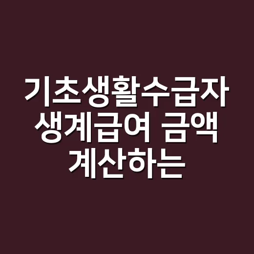기초생활수급자 생계급여 금액 계산하는 방법, 2026년 기준으로 이렇게 보면 됩니다 - 요약