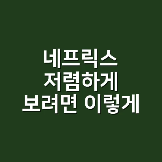 네프릭스 저렴하게 보려면 이렇게 고르면 됩니다 - 요약