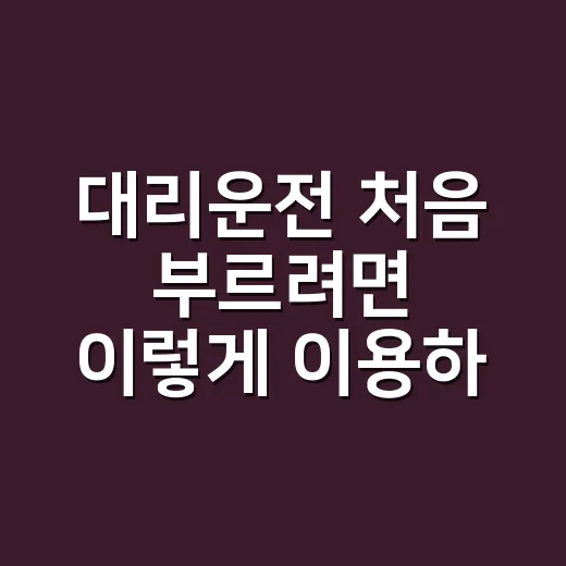 대리운전 처음 부르려면 이렇게 이용하면 편합니다 - 요약