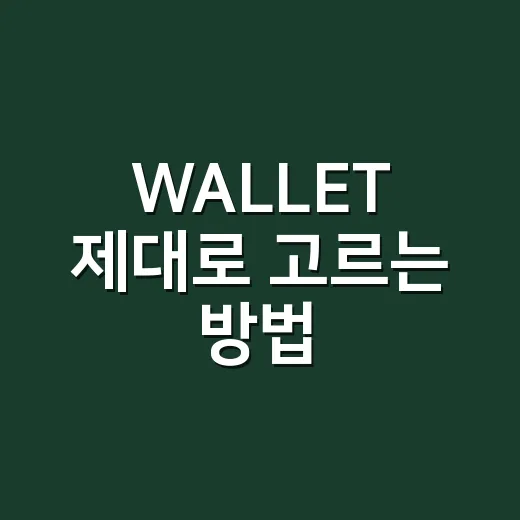 WALLET 제대로 고르는 방법, 초보자도 헷갈리지 않게 시작하기 - 요약
