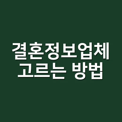 결혼정보업체 고르는 방법, 상담 전에 꼭 확인할 것들 - 요약