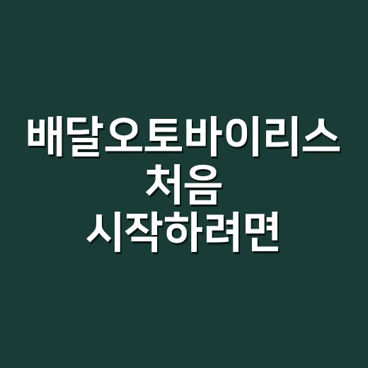 배달오토바이리스 처음 시작하려면 이렇게 따져보세요 - 요약
