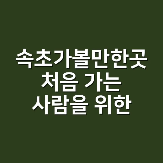속초가볼만한곳 처음 가는 사람을 위한 하루 코스 짜는 방법 - 요약