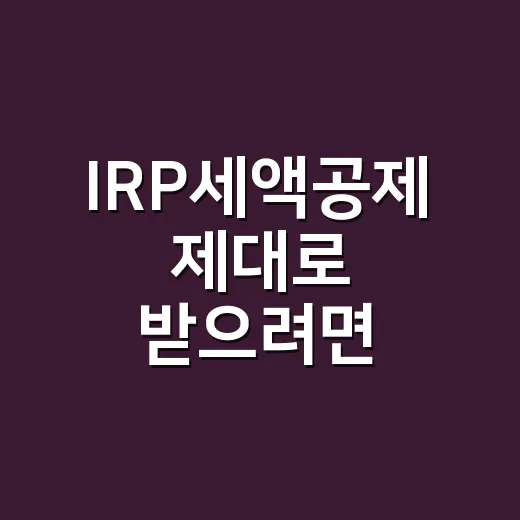 IRP세액공제 제대로 받으려면 이렇게 넣으면 됩니다 - 요약