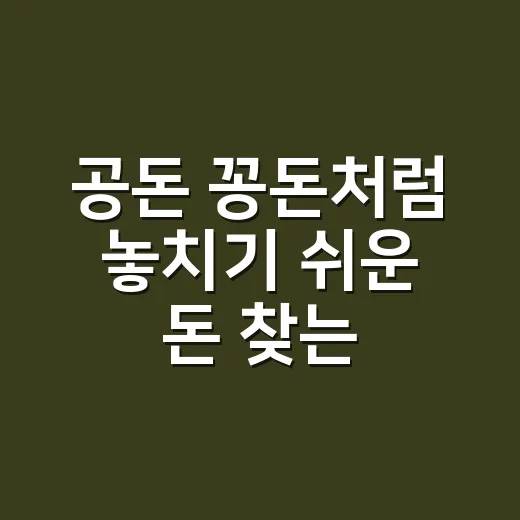 공돈 꽁돈처럼 놓치기 쉬운 돈 찾는 방법, 초보자는 이렇게 확인하세요 - 요약