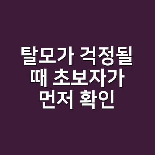 탈모가 걱정될 때 초보자가 먼저 확인하는 방법 - 요약