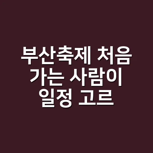 부산축제 처음 가는 사람이 일정 고르는 방법 - 요약