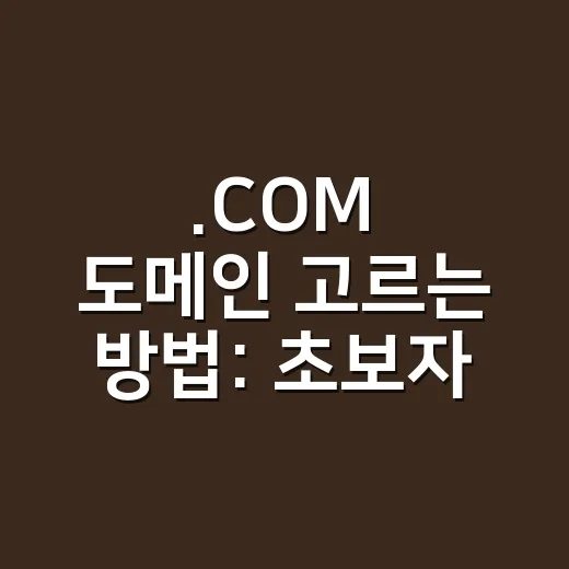 .COM 도메인 고르는 방법: 초보자가 실수 줄이려면 이렇게 - 요약