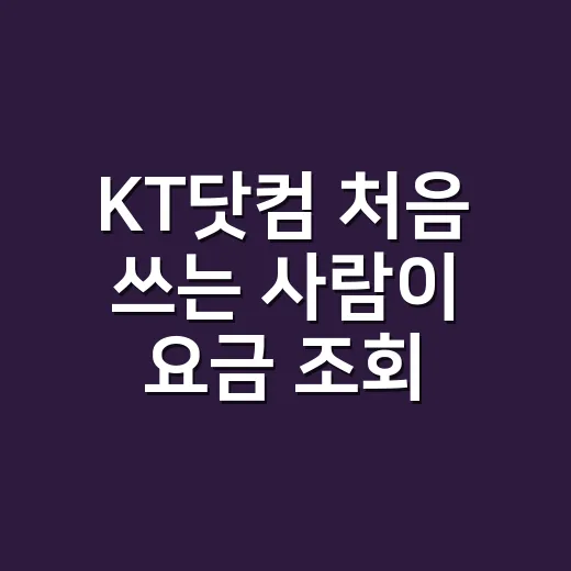 KT닷컴 처음 쓰는 사람이 요금 조회부터 변경까지 빠르게 처리하는 방법 - 요약