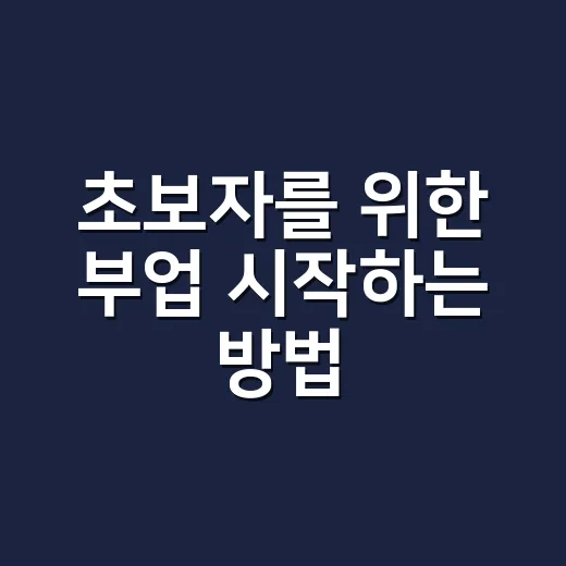 초보자를 위한 부업 시작하는 방법: 월 30만 원부터 현실적으로 만드는 법 - 요약