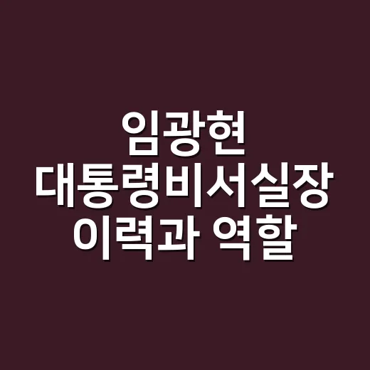 임광현 대통령비서실장 이력과 역할 읽는 방법 - 요약