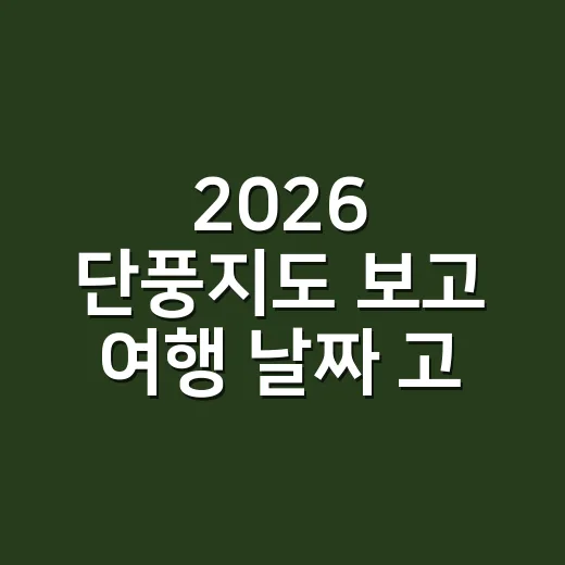 2026 단풍지도 보고 여행 날짜 고르는 방법 - 요약