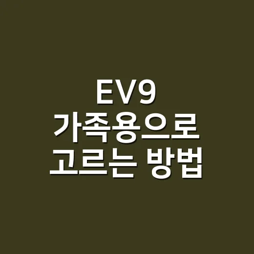 EV9 가족용으로 고르는 방법 - 요약