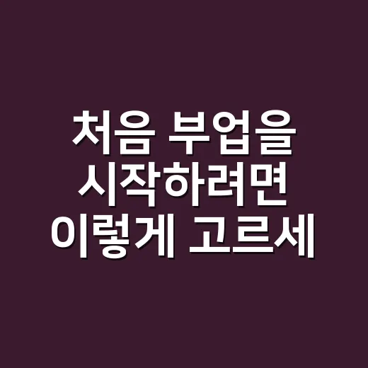 처음 부업을 시작하려면 이렇게 고르세요 - 요약