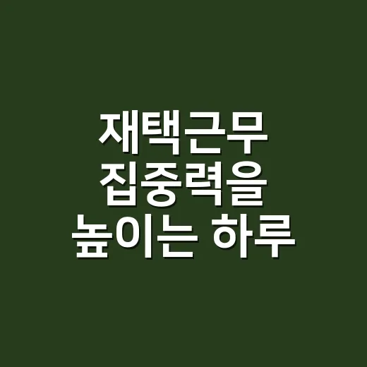 재택근무 집중력을 높이는 하루 운영 방법 - 요약