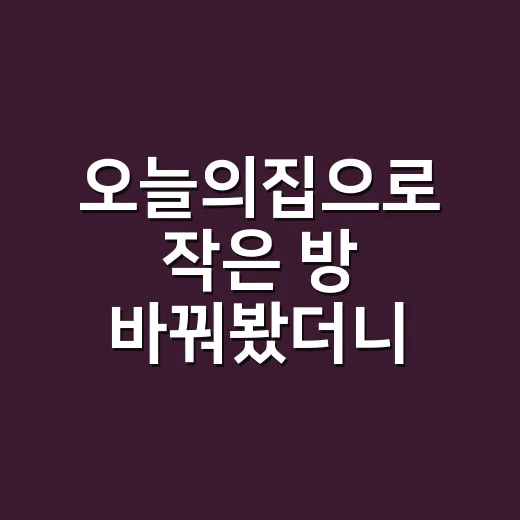 오늘의집으로 작은 방 바꿔봤더니 장바구니보다 중요한 게 보였다 - 요약