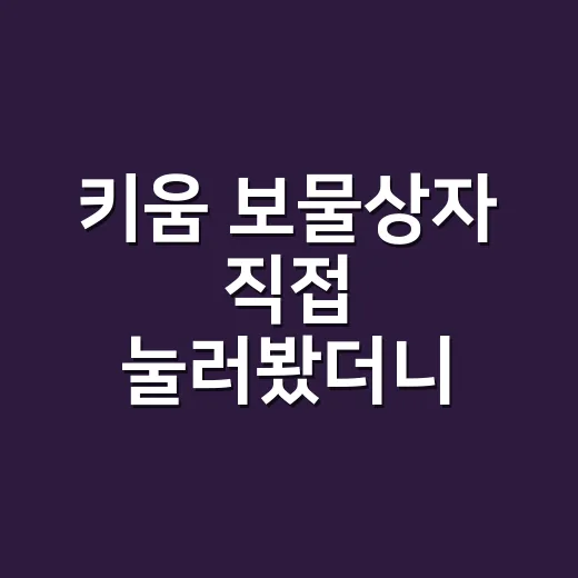 키움 보물상자 직접 눌러봤더니, 생각보다 확인할 게 많았다 - 요약