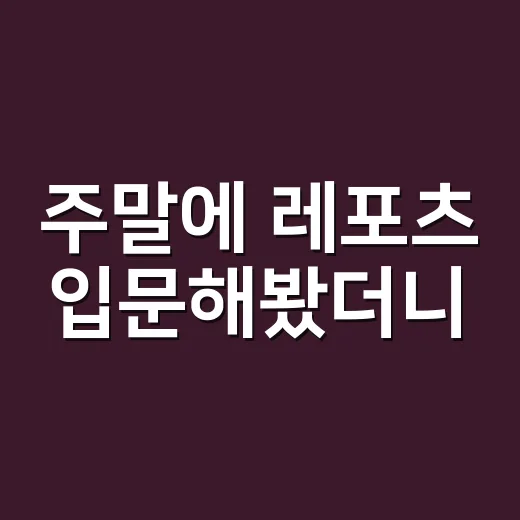 주말에 레포츠 입문해봤더니, 생각보다 먼저 챙겨야 할 것들 - 요약