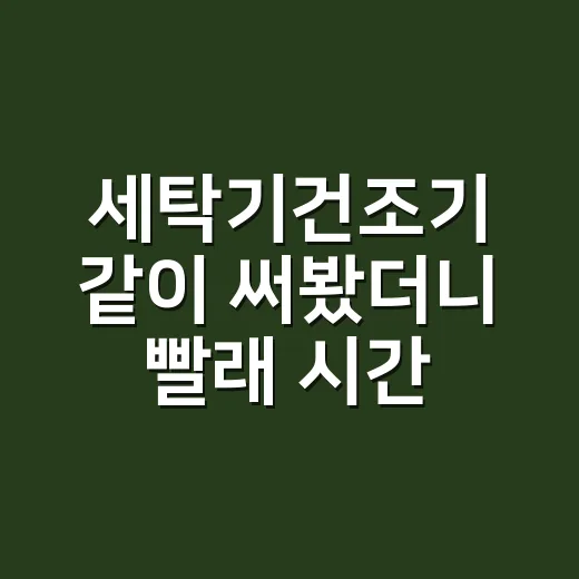세탁기건조기 같이 써봤더니 빨래 시간이 진짜 줄었을까 - 요약