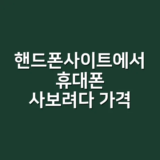 핸드폰사이트에서 휴대폰 사보려다 가격표에 한참 붙잡힌 이야기 - 요약
