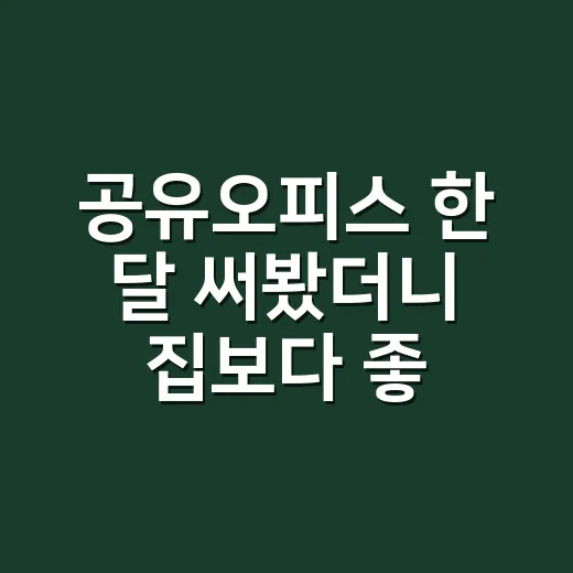 공유오피스 한 달 써봤더니 집보다 좋은 순간과 아까운 순간이 확 갈렸다 - 요약