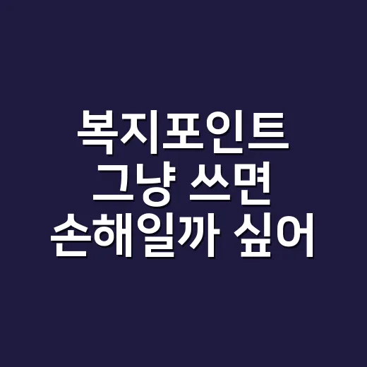 복지포인트 그냥 쓰면 손해일까 싶어 직접 챙겨본 이야기 - 요약