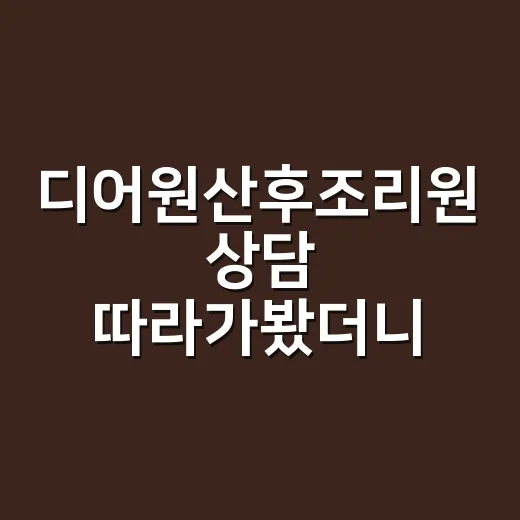 디어원산후조리원 상담 따라가봤더니, 사진보다 먼저 봐야 할 게 있더라 - 요약