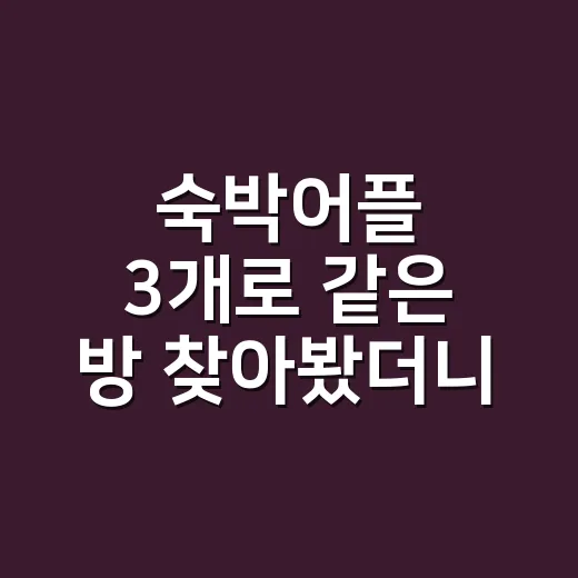 숙박어플 3개로 같은 방 찾아봤더니 가격이 꽤 달랐다 - 요약