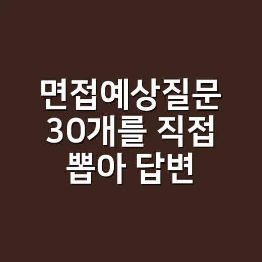 면접예상질문 30개를 직접 뽑아 답변까지 써봤더니 달라진 것 - 요약