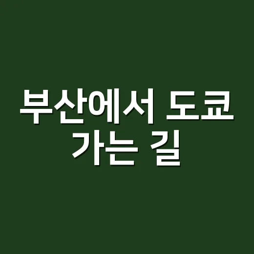 부산에서 도쿄 가는 길, 직접 따져보니 생각보다 갈림길이 많았다 - 요약