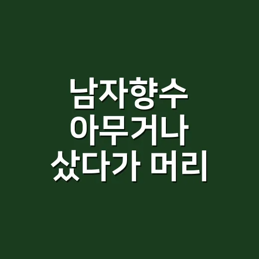 남자향수 아무거나 샀다가 머리 아파서, 직접 고르는 기준을 바꿔봤다 - 요약