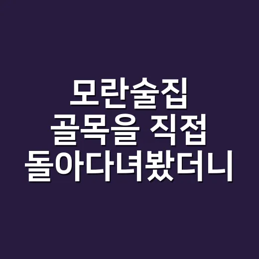 모란술집 골목을 직접 돌아다녀봤더니, 생각보다 고르기 쉬웠던 이야기 - 요약