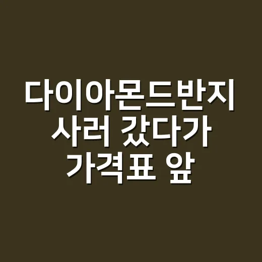 다이아몬드반지 사러 갔다가 가격표 앞에서 멈칫한 이야기 - 요약