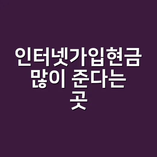 인터넷가입현금 많이 준다는 곳, 직접 비교해봤더니 보이던 것들 - 요약