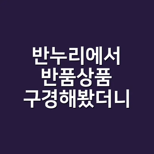 반누리에서 반품상품 구경해봤더니, 싼 가격보다 먼저 봐야 할 게 있었다 - 요약