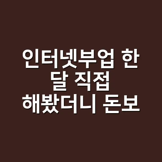 인터넷부업 한 달 직접 해봤더니 돈보다 먼저 보인 것들 - 요약