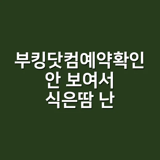 부킹닷컴예약확인 안 보여서 식은땀 난 날, 직접 찾아본 후기 - 요약