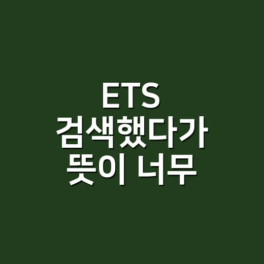 ETS 검색했다가 뜻이 너무 많아서 직접 구분해본 이야기 - 요약