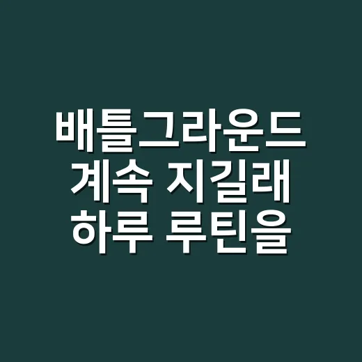 배틀그라운드 계속 지길래 하루 루틴을 바꿔봤더니 - 요약