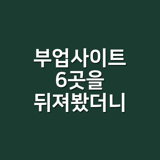 부업사이트 6곳을 뒤져봤더니, 돈보다 먼저 봐야 할 게 있었다 - 요약