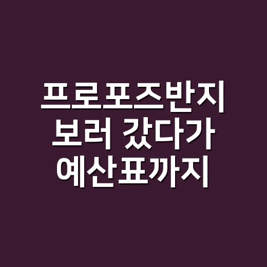프로포즈반지 보러 갔다가 예산표까지 만든 솔직한 후기 - 요약