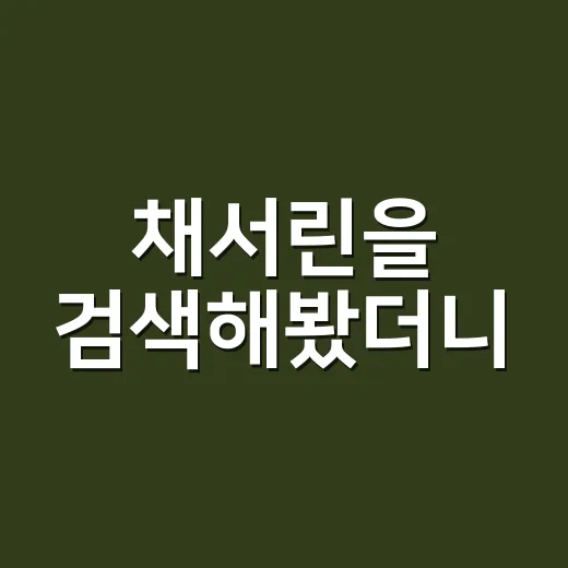 채서린을 검색해봤더니, 같은 이름 뒤에 전혀 다른 이야기가 있었다 - 요약