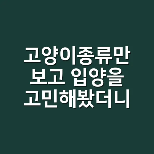 고양이종류만 보고 입양을 고민해봤더니 성격보다 먼저 보인 것들 - 요약