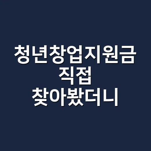청년창업지원금 직접 찾아봤더니, 이름은 쉬운데 고르는 게 일이었다 - 요약