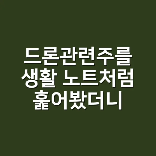 드론관련주를 생활 노트처럼 훑어봤더니, 생각보다 갈리는 진짜 포인트 - 요약