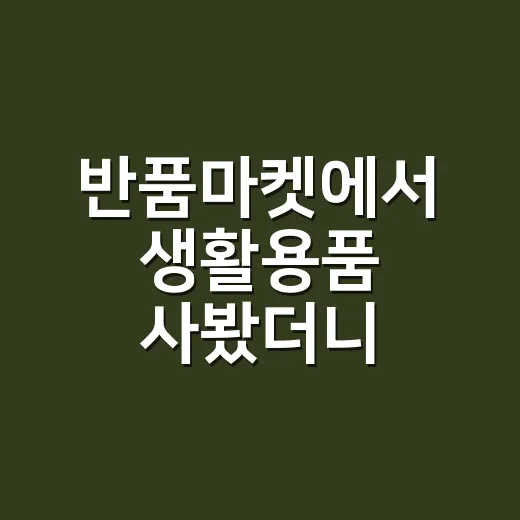 반품마켓에서 생활용품 사봤더니, 싸다고 다 이득은 아니었다 - 요약