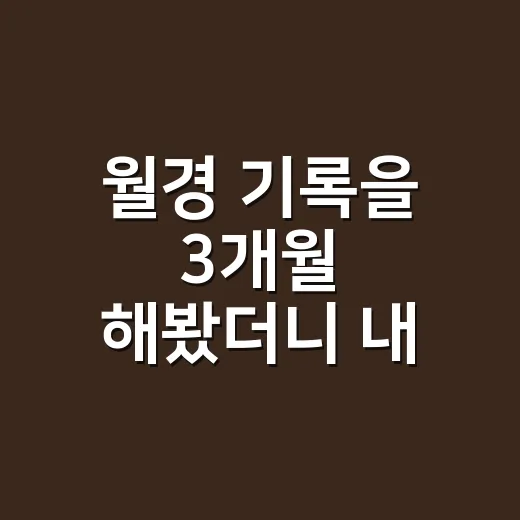월경 기록을 3개월 해봤더니 내 몸 패턴이 조금 보였다 - 요약