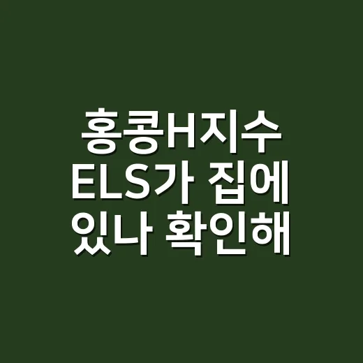 홍콩H지수 ELS가 집에 있나 확인해봤더니, 이름보다 구조가 더 무서웠다 - 요약